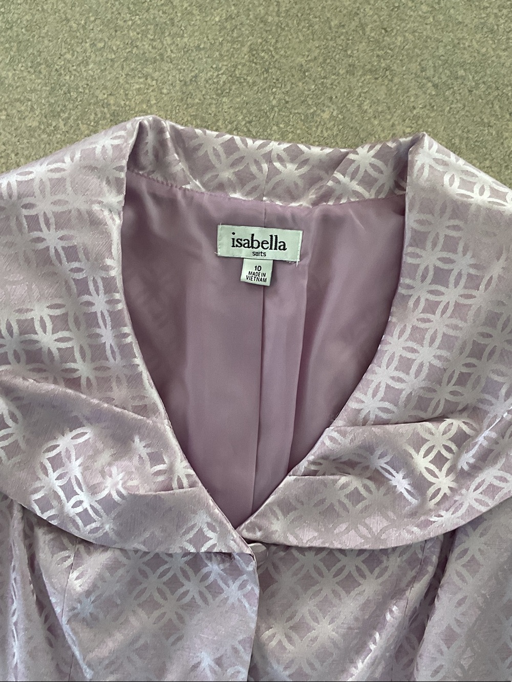 Abella Lavender Satin Patterned Shawl-Collar Jacket - Picture 6 of 6